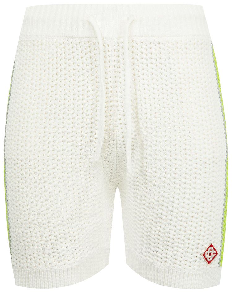 Casablanca Stripe Crochet Shorts White