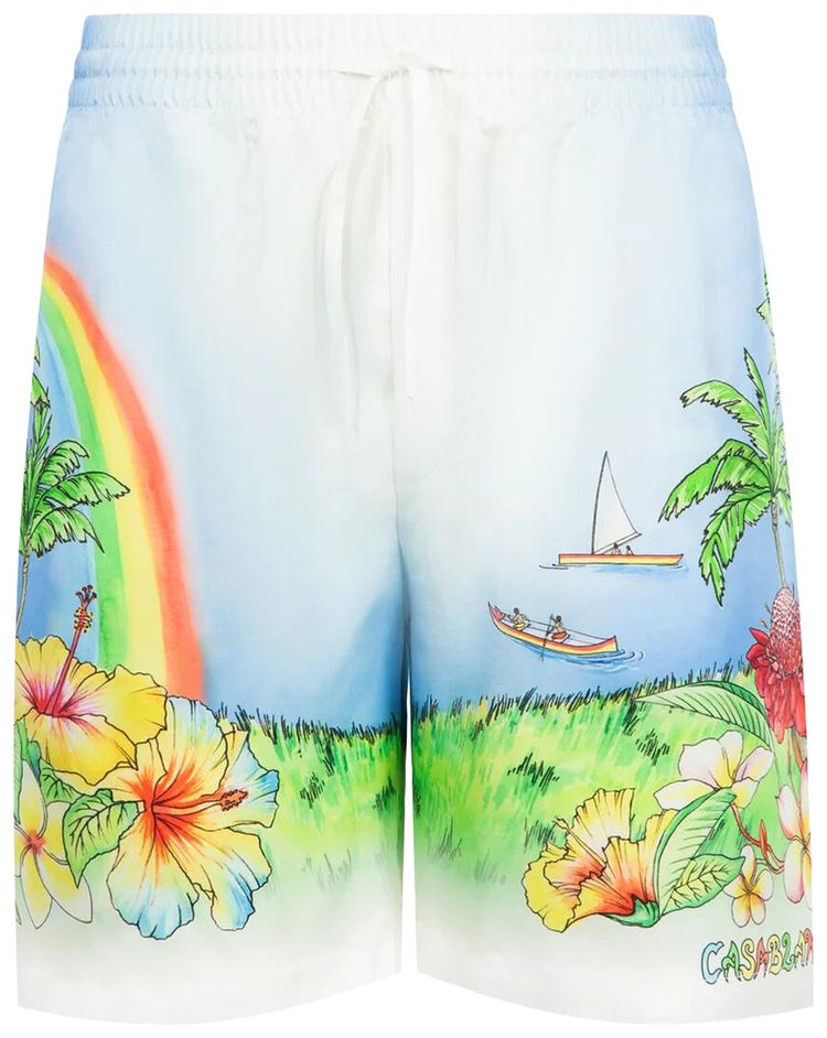 Casablanca Silk Twill Shorts Aloha