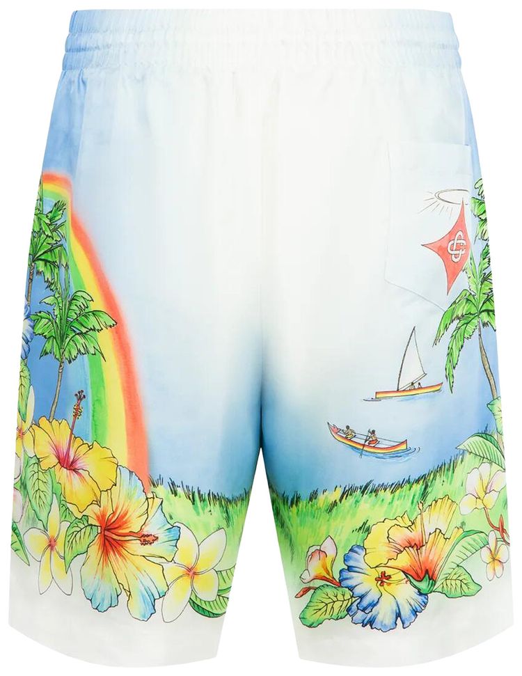 Casablanca Silk Twill Shorts Aloha