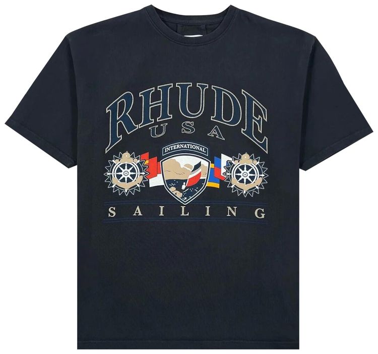 Rhude USA Sailing Icon Tee Vintage BlackWhite