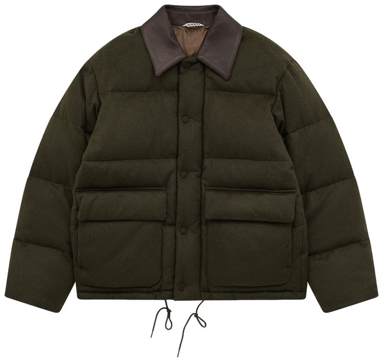Auralee Baby Camel Flannel Down Blouson Dark Olive