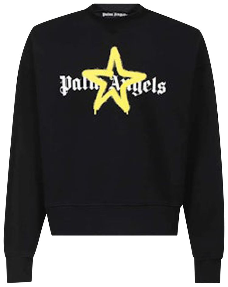 Palm Angels Spray Star Logo Sweatshirt BlackYellow