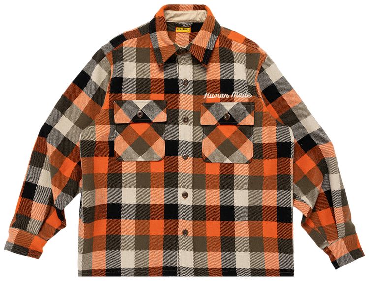 Human Made Wool Check Shirt Jacket Orange