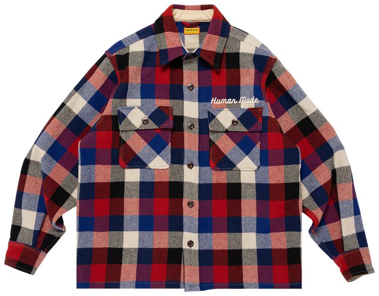 Human Made Wool Check Shirt Jacket Red