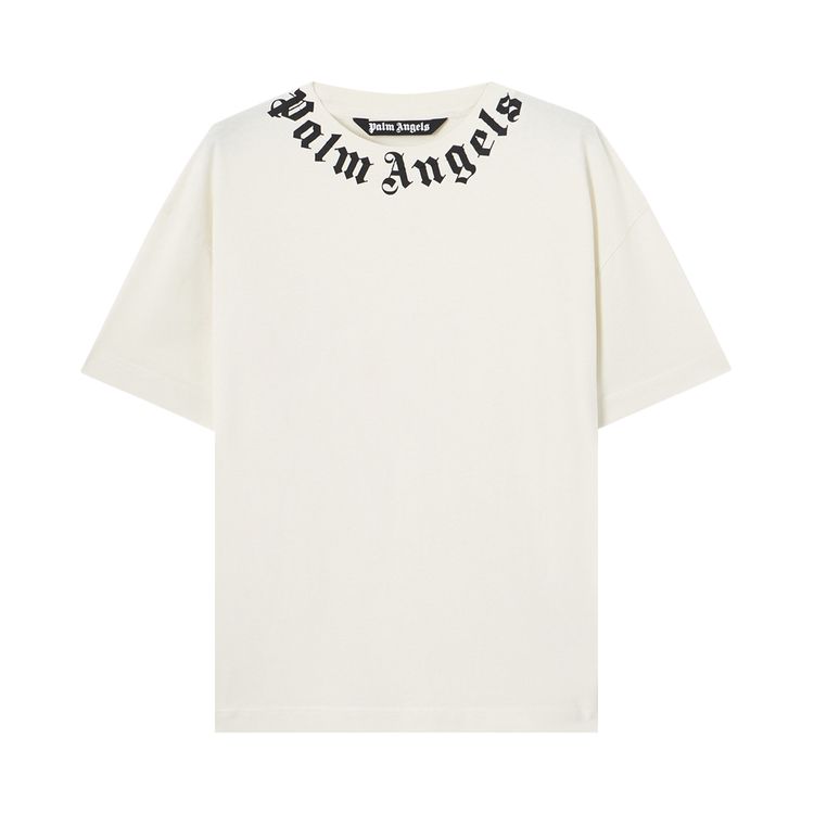 Palm Angels Neck Logo Regular Tee Off WhiteBlack