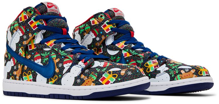 Concepts x Nike SB Dunk Pro High Ugly Christmas Sweater 2017 Special Box