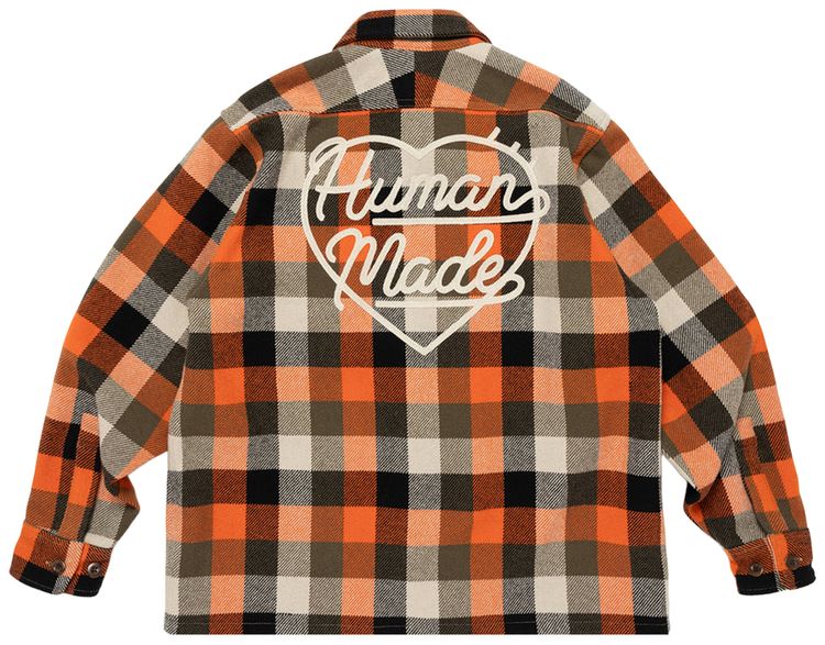 Human Made Wool Check Shirt Jacket Orange