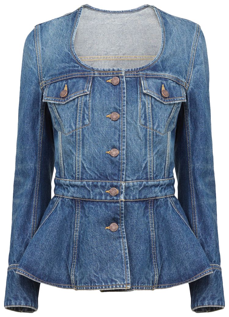 Chloe Peplum Riding Jacket Faded Indigo