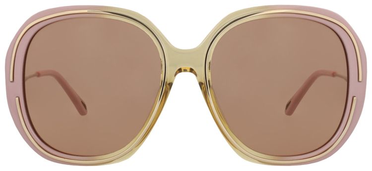 Chloe Round Frame Bio Injection Sunglasses PinkGoldBrown