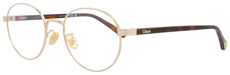 Chloe Round Frame Metal Optical Frames GoldHavanaTransparent