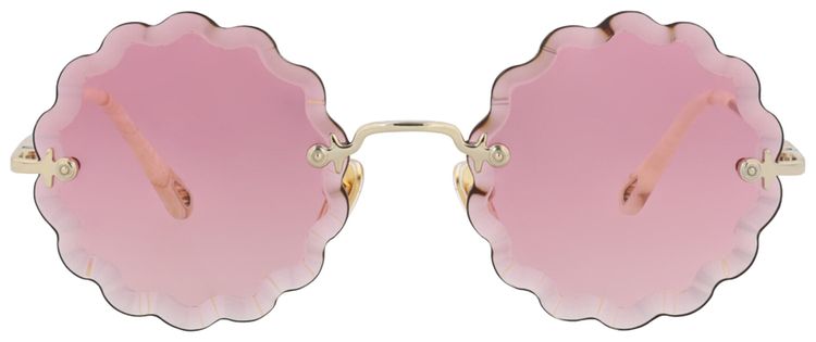 Chloe Round Frame Metal Sunglasses GoldPink