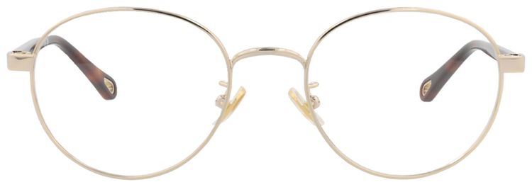 Chloe Round Frame Metal Optical Frames GoldHavanaTransparent