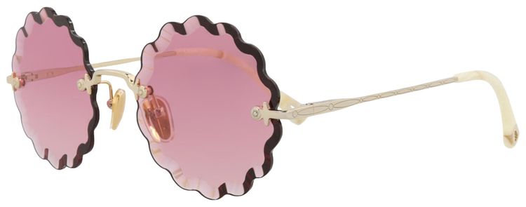 Chloe Round Frame Metal Sunglasses GoldPink