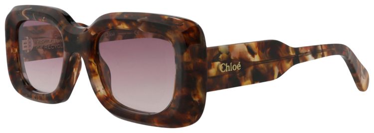 Chloe Square Frame Recycled Acetate Sunglasses HavanaViolet