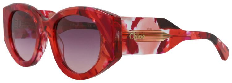 Chloe Round Frame Recycled Acetate Sunglasses RedViolet