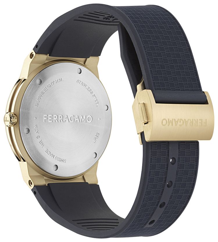 Ferragamo Sapphire Logo Recycled PU Watch Gold