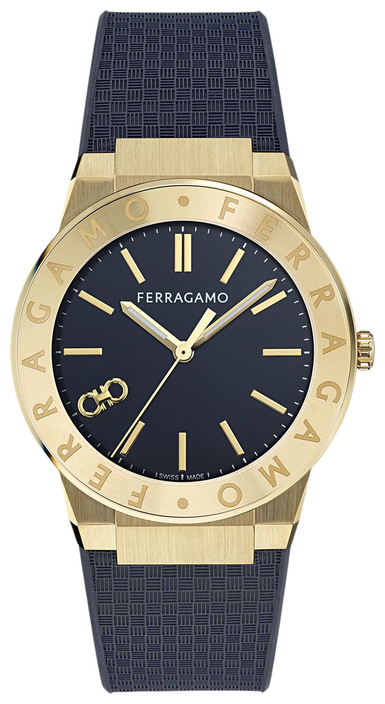Ferragamo Sapphire Logo Recycled PU Watch Gold