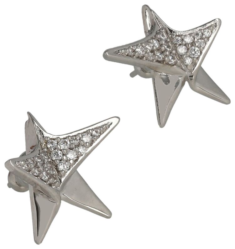 Ferragamo Crystal Embellished Star Earrings Silver