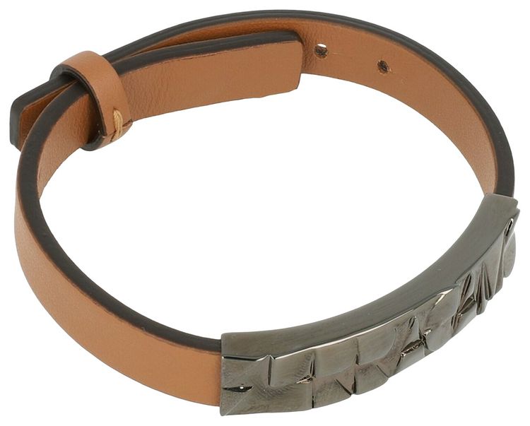 Ferragamo Embossed Geometric Accent On A Leather Bracelet Brown