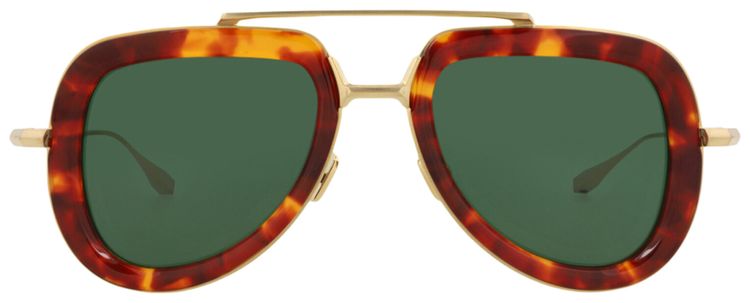 Valentino Aviator Frame AcetateMetal Sunglasses TortoiseGoldGreen