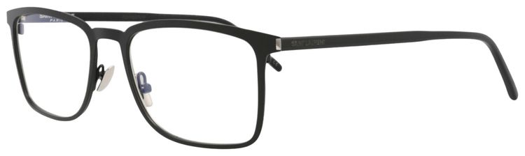 Saint Laurent Square Frame Metal Optical Frames BlackTransparent