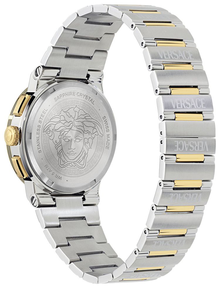 Versace Greca Logo Chrono Bracelet Watch Two Tone