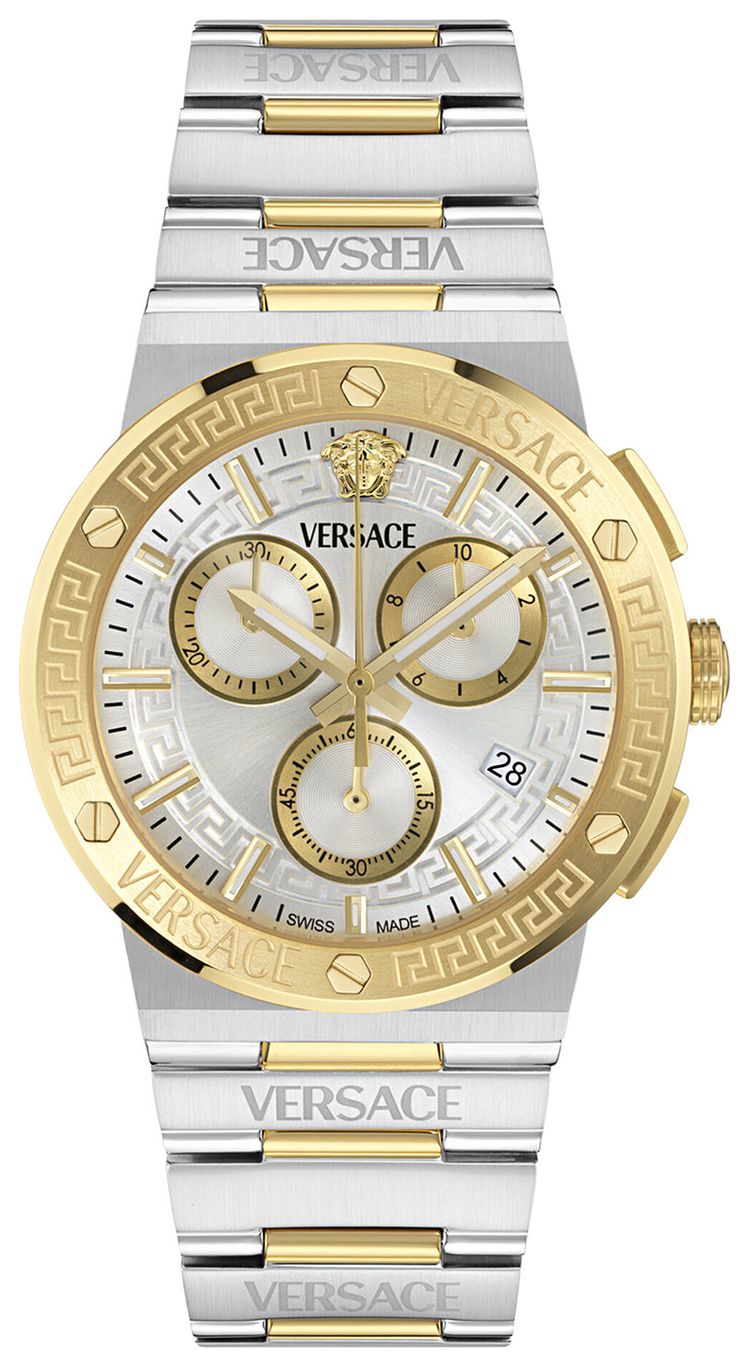 Versace Greca Logo Chrono Bracelet Watch Two Tone