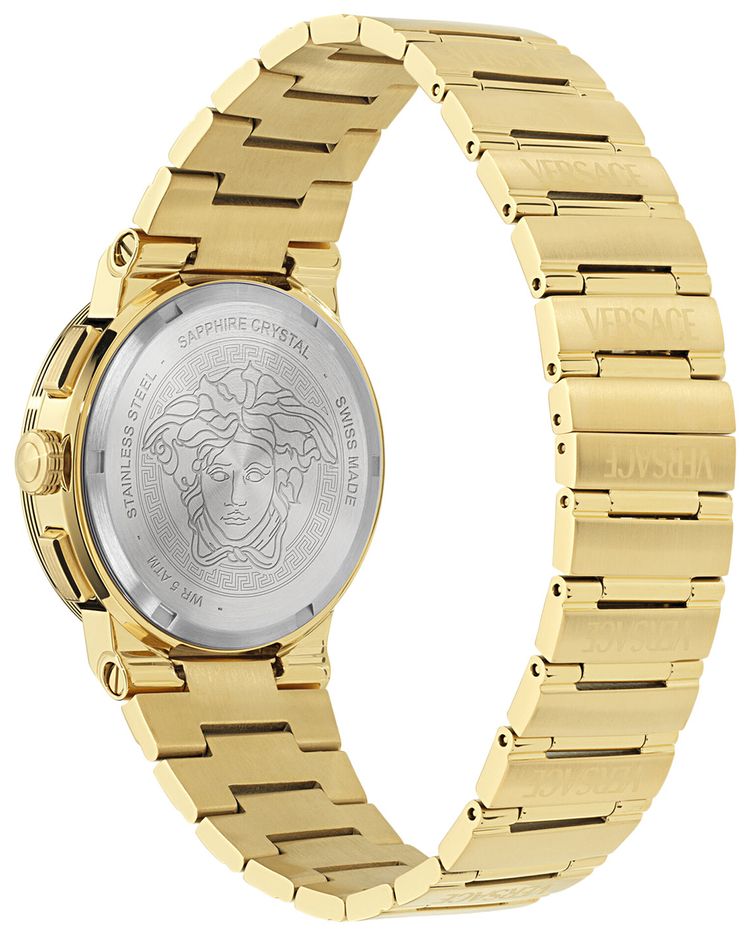 Versace Greca Logo Chrono Bracelet Watch Gold
