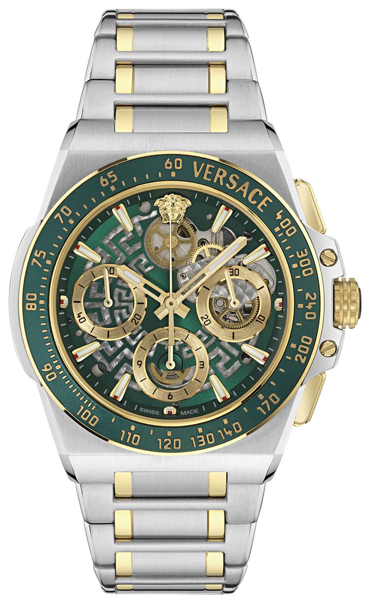 Versace Greca Extreme Chrono Skeleton Automatic Watch Two Tone