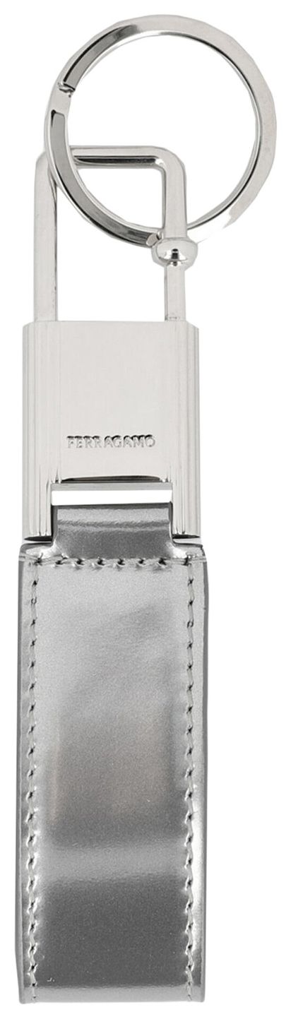 Ferragamo Logo Keyring Silver