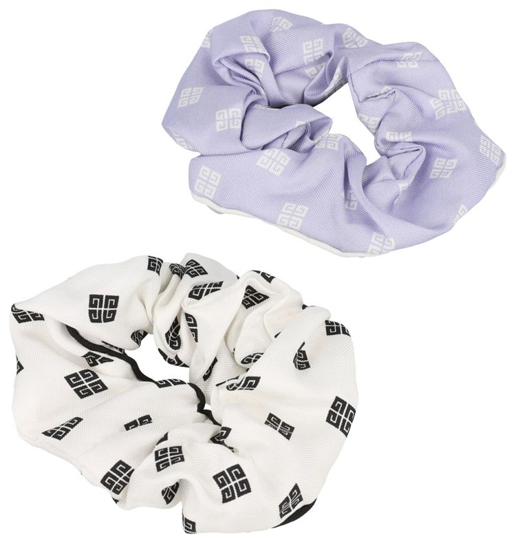 Givenchy Silk 4G Logo Scrunchie Set WhiteLilac
