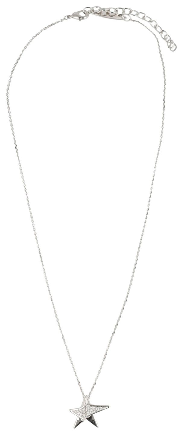Ferragamo Crystal Embellished Star Necklace Silver