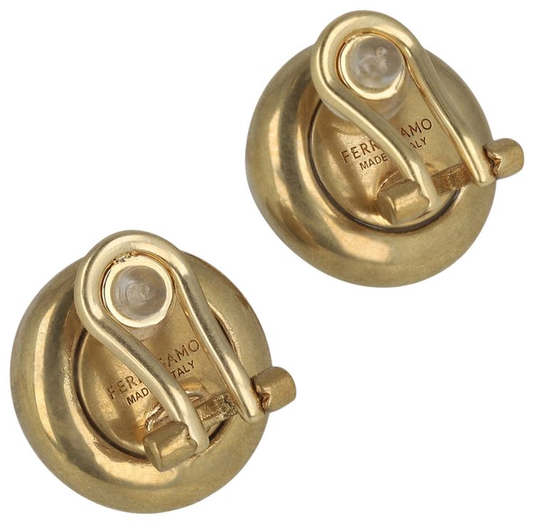 Ferragamo Small Sculptural Clip On Earrings Gold