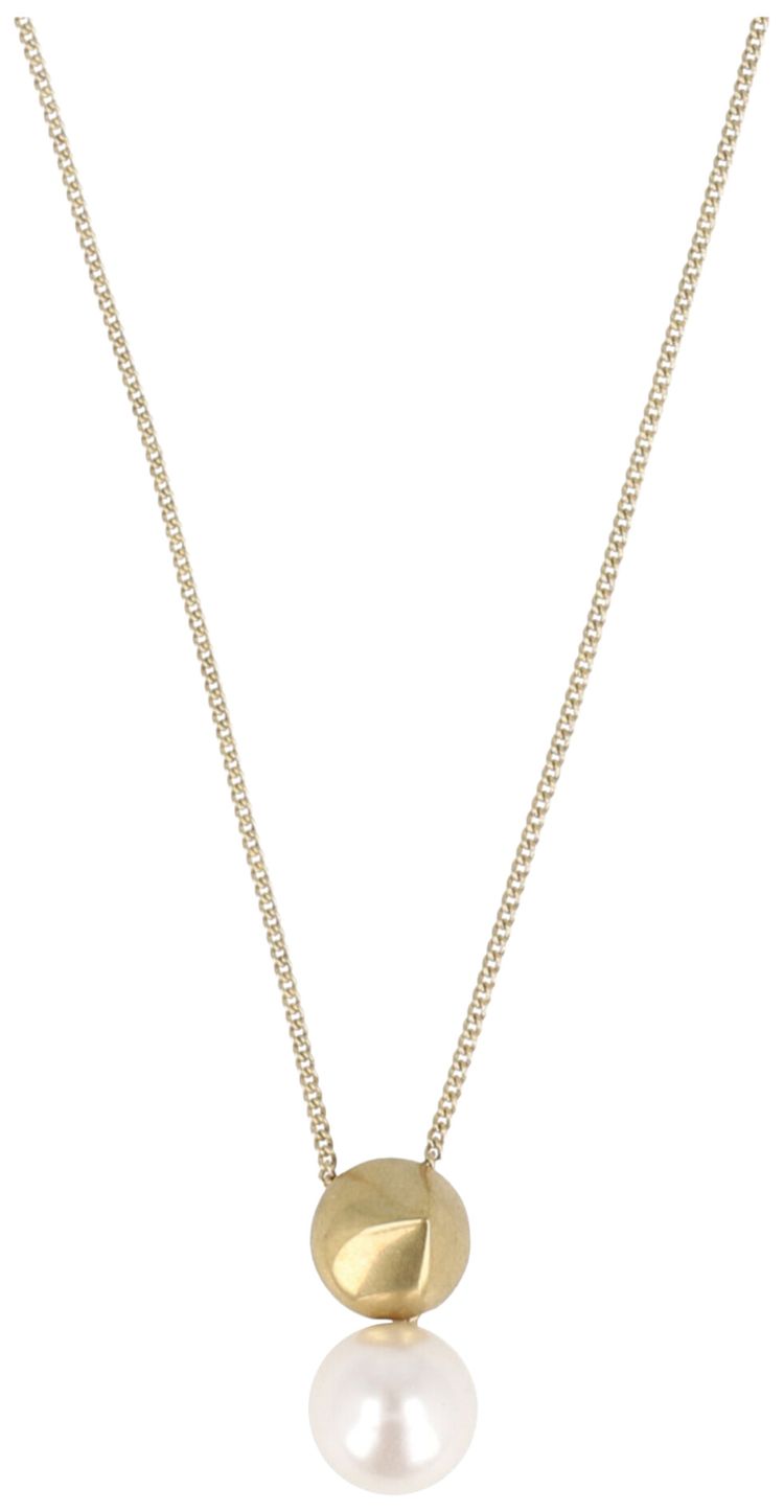 Ferragamo Sculptural Pendant Faux Pearl Necklace Gold