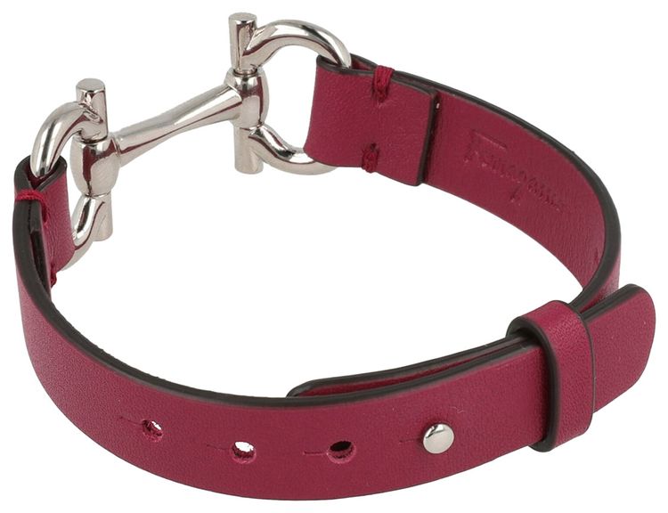 Ferragamo Double Gancini Leather Bracelet Red