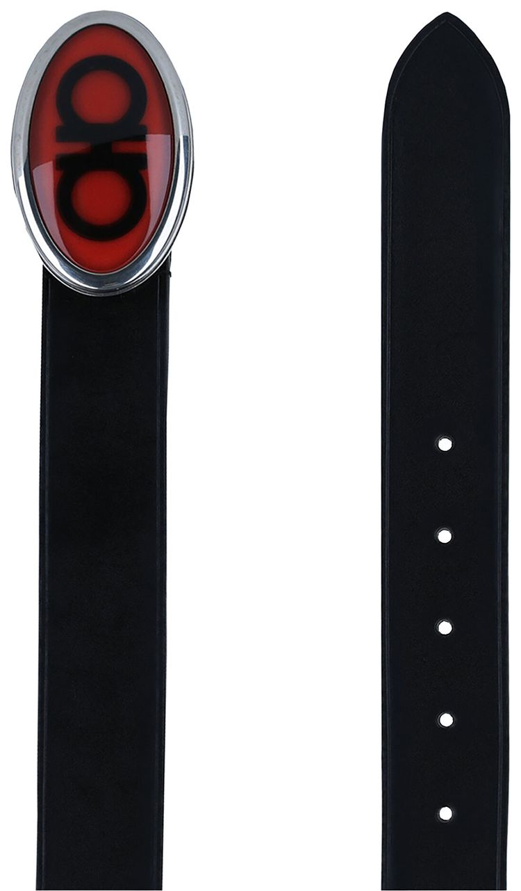 Ferragamo Pebbled Buckle Belt Black