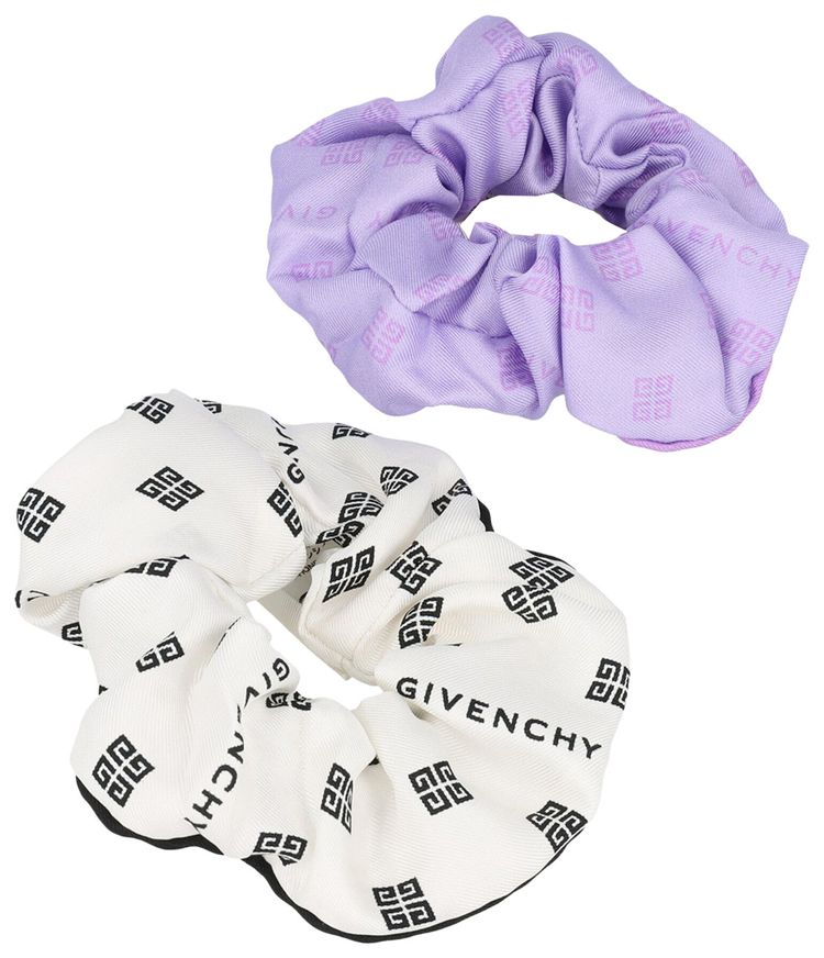 Givenchy Silk 4G Logo Scrunchie Set WhitePurple