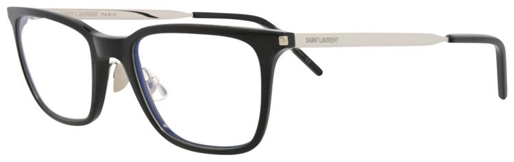 Saint Laurent Square Frame Acetate Optical Frames BlackSilverTransparent