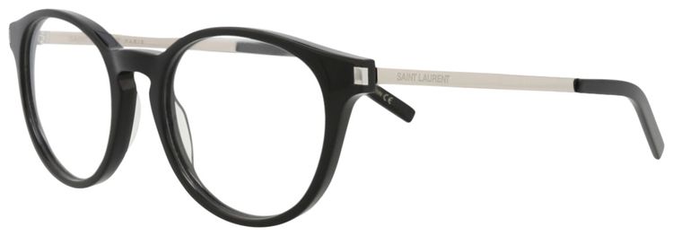 Saint Laurent Round Frame Acetate Optical Frames BlackSilverTransparent