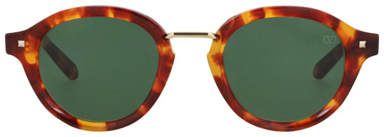 Valentino Round Frame Acetate Sunglasses TortoiseGreen