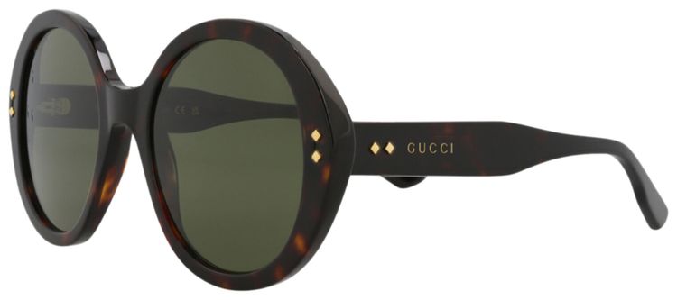 Gucci Round Frame Acetate Sunglasses HavanaGreen