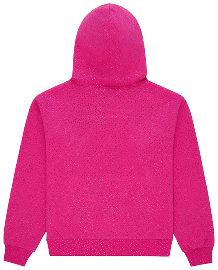 Sp5der Webstone Aop Rhinestone Hoodie Pink