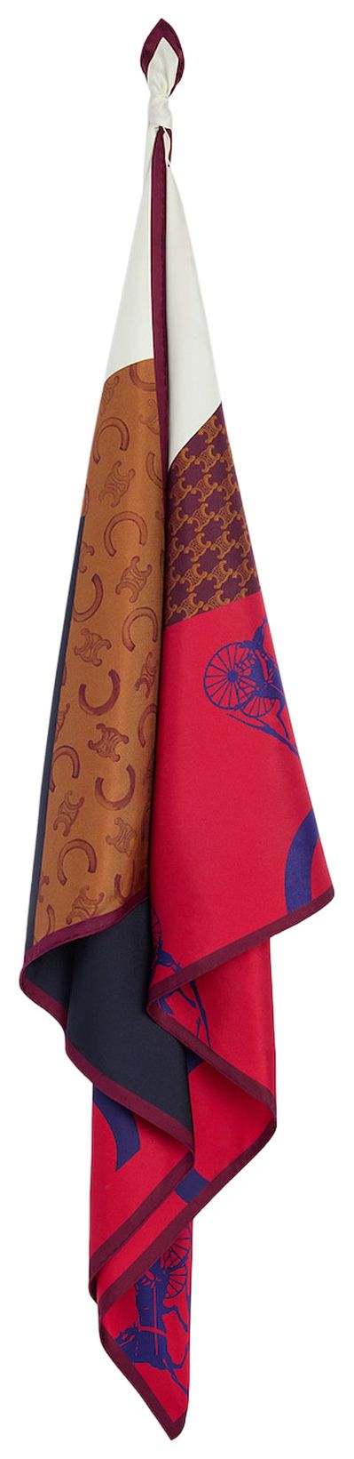 CELINE Square In Silk Twill TanRedBlue