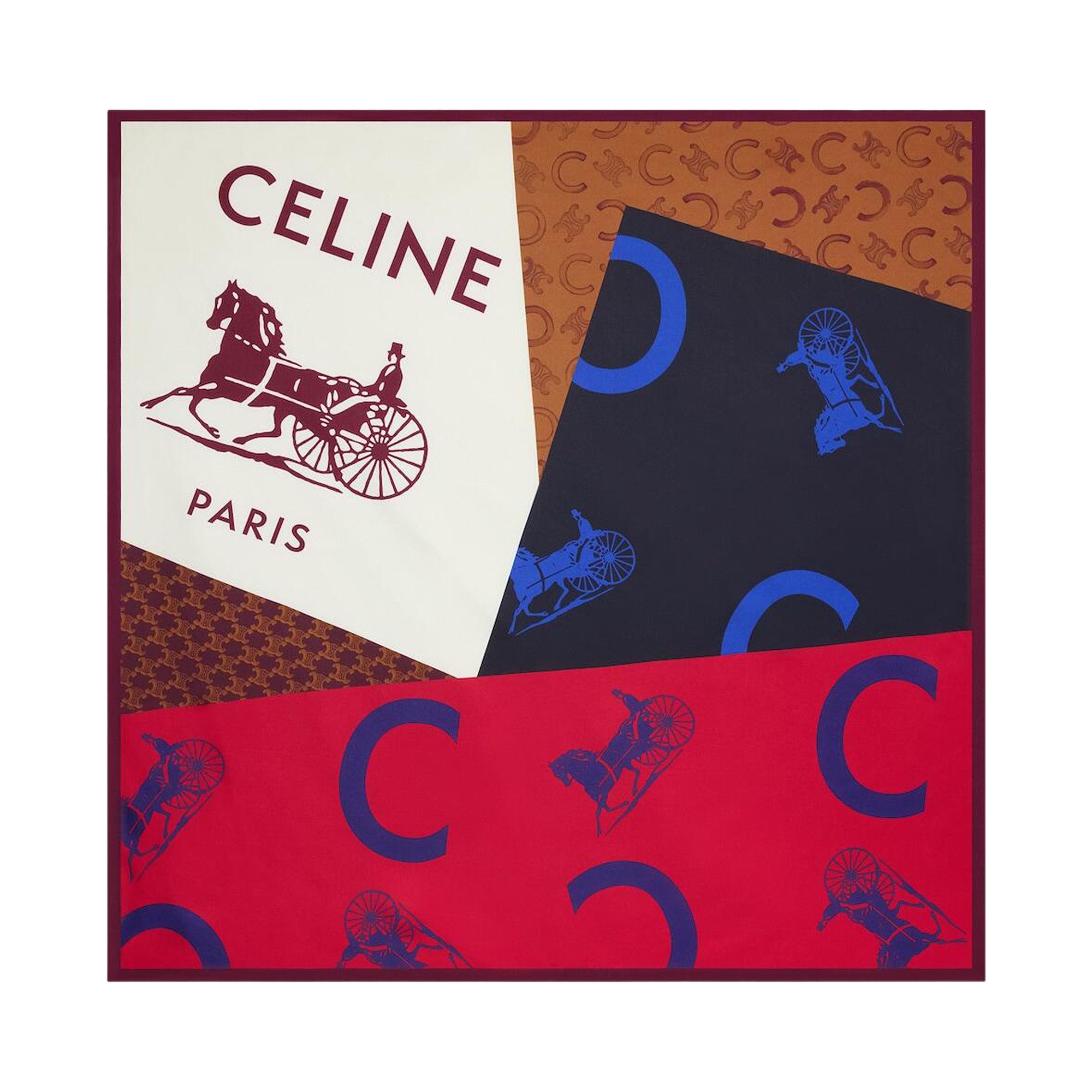 Buy CELINE Square In Silk Twill 'Tan/Red/Blue' - 2AW902Q32 GGN8 | GOAT