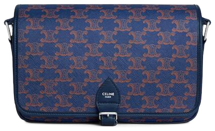 CELINE Small Folco Messenger In Triomphe CanvasCalfskin Deep Navy