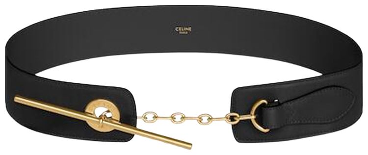 CELINE Disc Belt In Supple Natural Calf Skin Black
