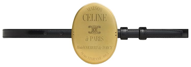 CELINE Leather Teen Maison Belt In Taurillon Leather Black