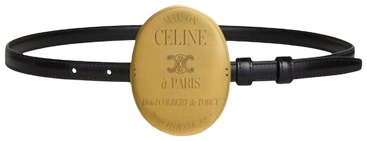 CELINE Leather Teen Maison Belt In Taurillon Leather Black