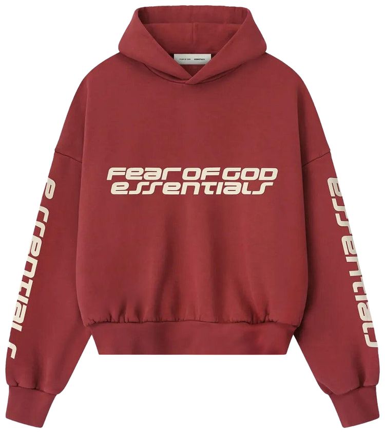 Fear of God Essentials Cropped Relaxed Hoodie Crimson