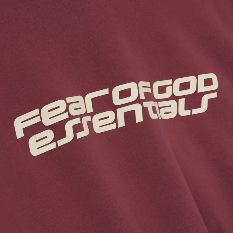 Fear of God Essentials Cropped Relaxed Hoodie Crimson